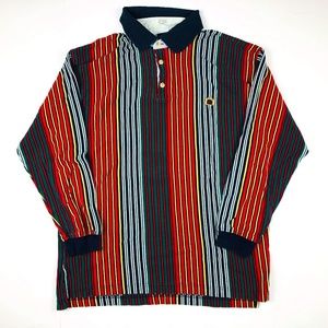 ZIZA Vintage 80s/90s Striped Polo Long Sleeve Shirt - XL